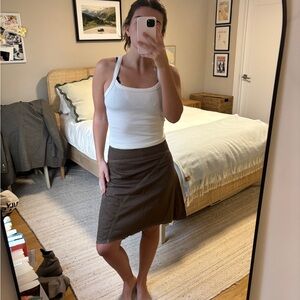 Faithfull The Brand Calais Asymmetrical Skirt in Walnut